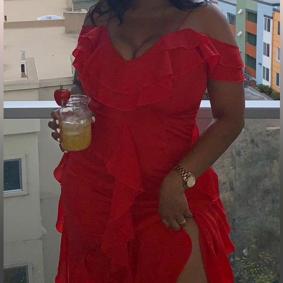 Red Ruffle Dress - Picture 2 of 3